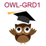 OWL-GRD1 A brown owl with graduation cap flying off head