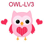OWL-LV3 Pink owl with hearts