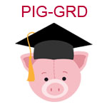 PIG-GRD A pink pig wearing a graduation cap