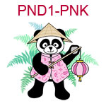 PND1-PNK Panda wearing Chinese pink jacket a cone hat and carrying a lantern