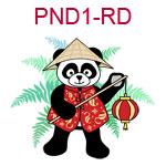PND1-RD Panda wearing Chinese red jacket a cone hat and carrying a lantern