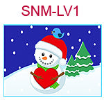 SNM-LV1 Snowman holding red heart, blue bird on hat
