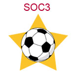 SOC3 A soccer ball on a yellow star background