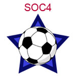 SOC4 A soccer ball on a blue star background