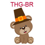 THG-BR A brown bear wearing a pilgrim hat