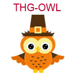 THG-OWL  An owl wearing a pilgrim hat