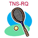 TNS-RQ A tennis ball and racket on green and blue background