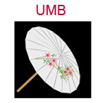 UMB White Chinese umbrella on black background