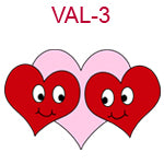 VAL-3 Two red hearts with faces on pink heart background