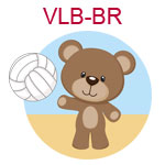 VLB-BR A brown teddy bear throwing a volleyball