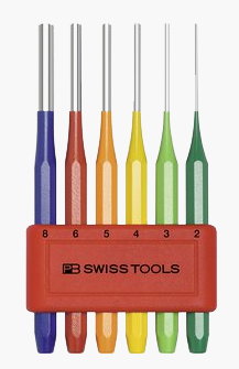 [PB SWISS TOOLS] PB 755 BL RB Coloured parallel pin punch set, octagonal, powder-coated  colour-coded according to size