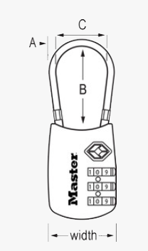 MASTER LOCK Model No. 4688D  1-3/16in (30mm) Wide Set Your Own Combination TSA-Accepted Luggage Lock with Flexible Shackle