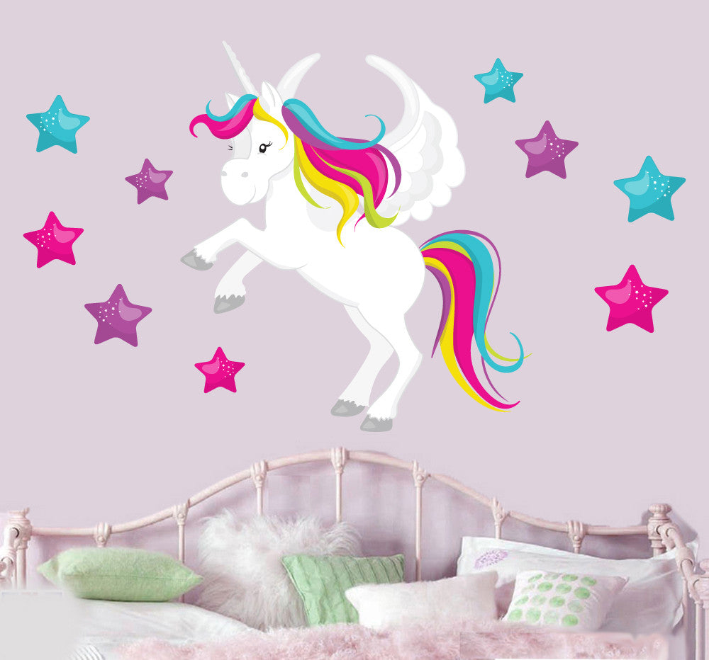 Magical Unicorn  Stars Mural Wall Stickers Children s 