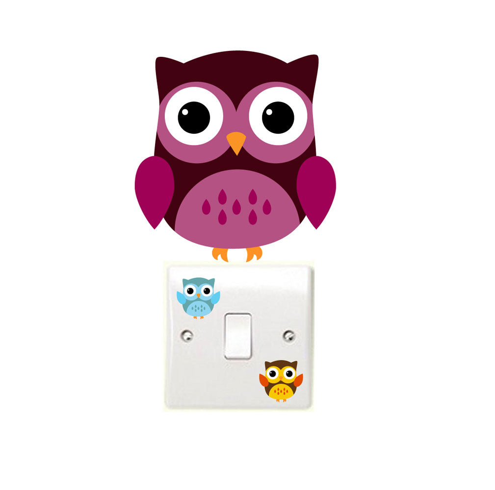 Cute Owls Light Switch Wall Sticker Children S Bedroom Playroom Fun Adhesive Vinyl