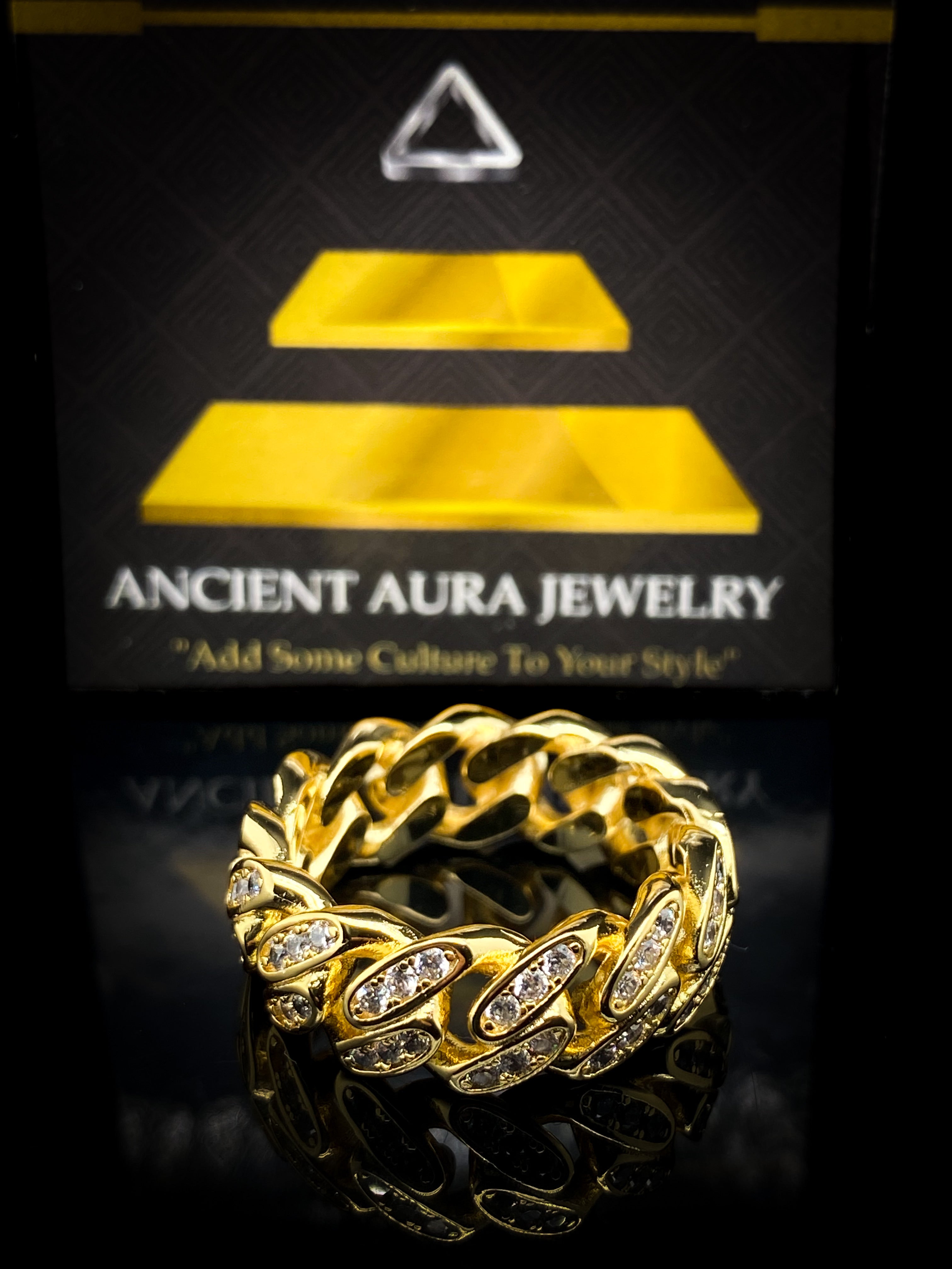 Slim Cuban Gold Ring - Ancient Aura Jewelry product image