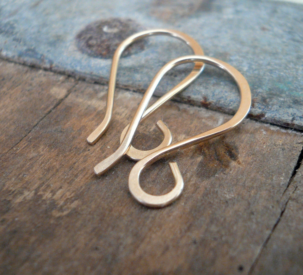 Wisp 14kt Yellow or Rose Goldfill Earwires - Handmade. Handforged