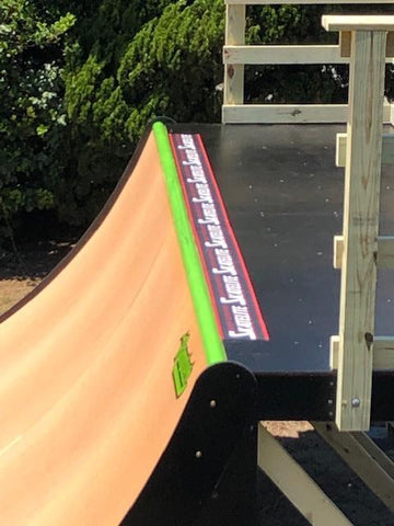 Images of drilled holes in half pipe ramp deck