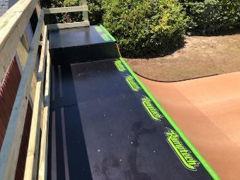 Skate ramp bumpers on a half pipe by Ramptech