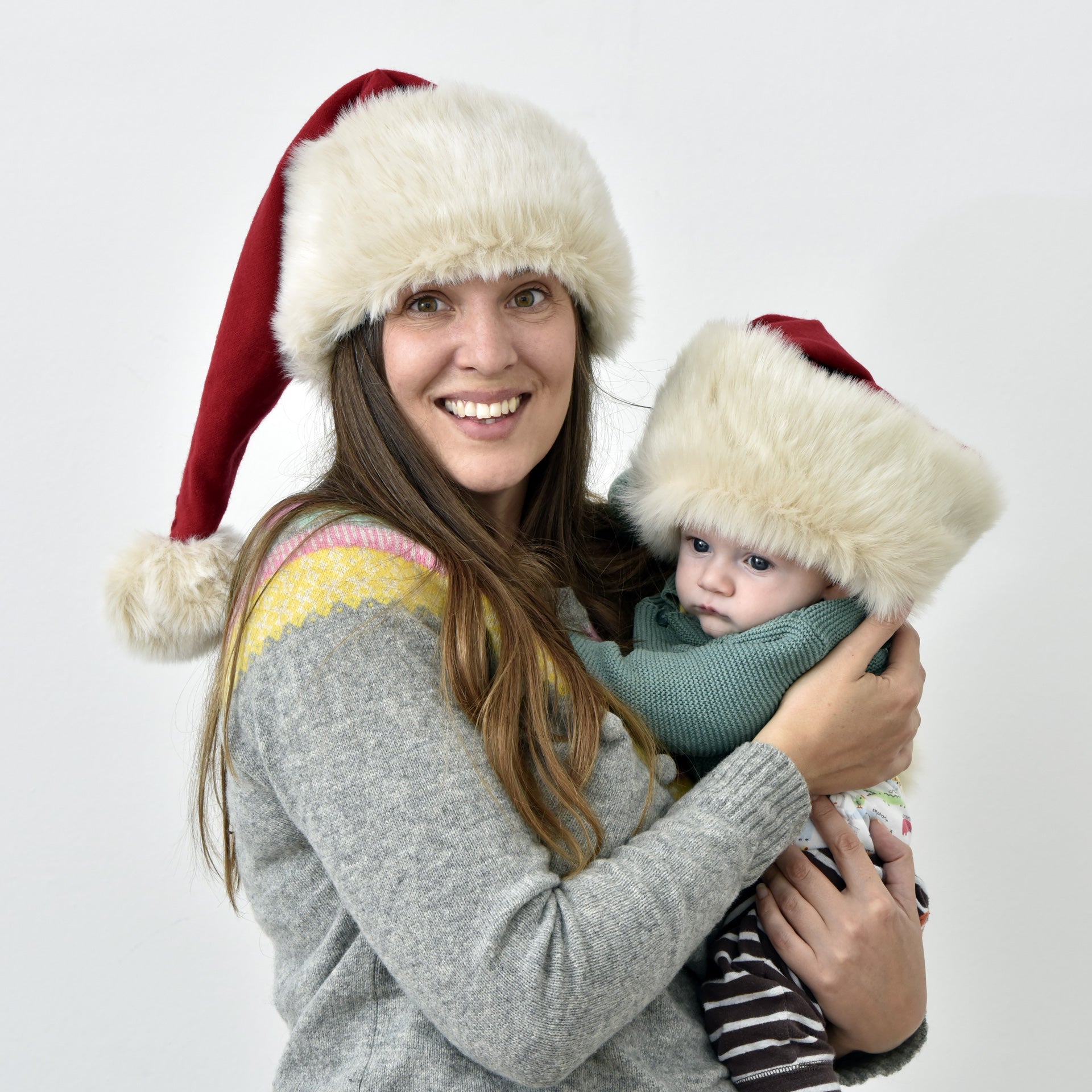 Luxury Santa Hat from merino wool and huggable ivory faux fur