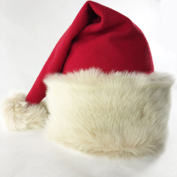 Luxury Santa Hat from merino wool and huggable ivory faux fur – Santa's ...