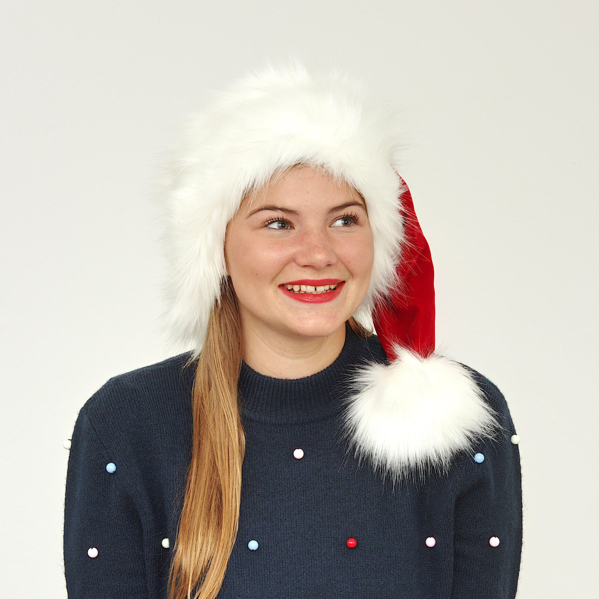 white plush santa hat