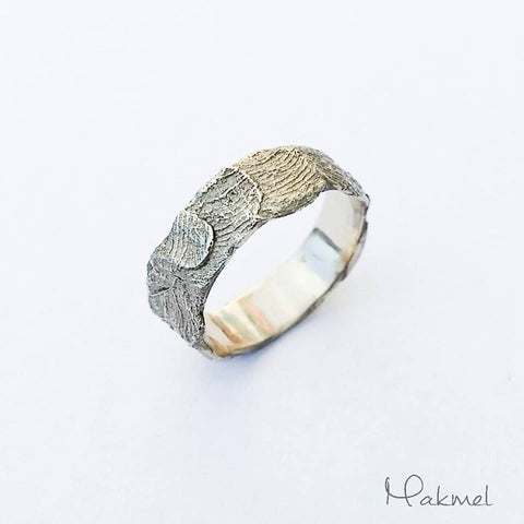 makmel design jewelry custom finger print ring  טבעת טביעת אצבע נישואים נישואין הזמנה אישית עיצוב אישי תכשיטים מיוחד זהב כסף