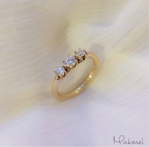 wedding proposal ring band wave diamond gold yellow 14k 18k 20k makmel raw handmade jewelry design engagement 