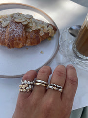 Makmel design- stack ring silver and gold - summer by the sea