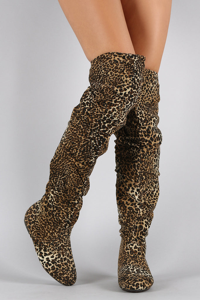 leopard slouch boots