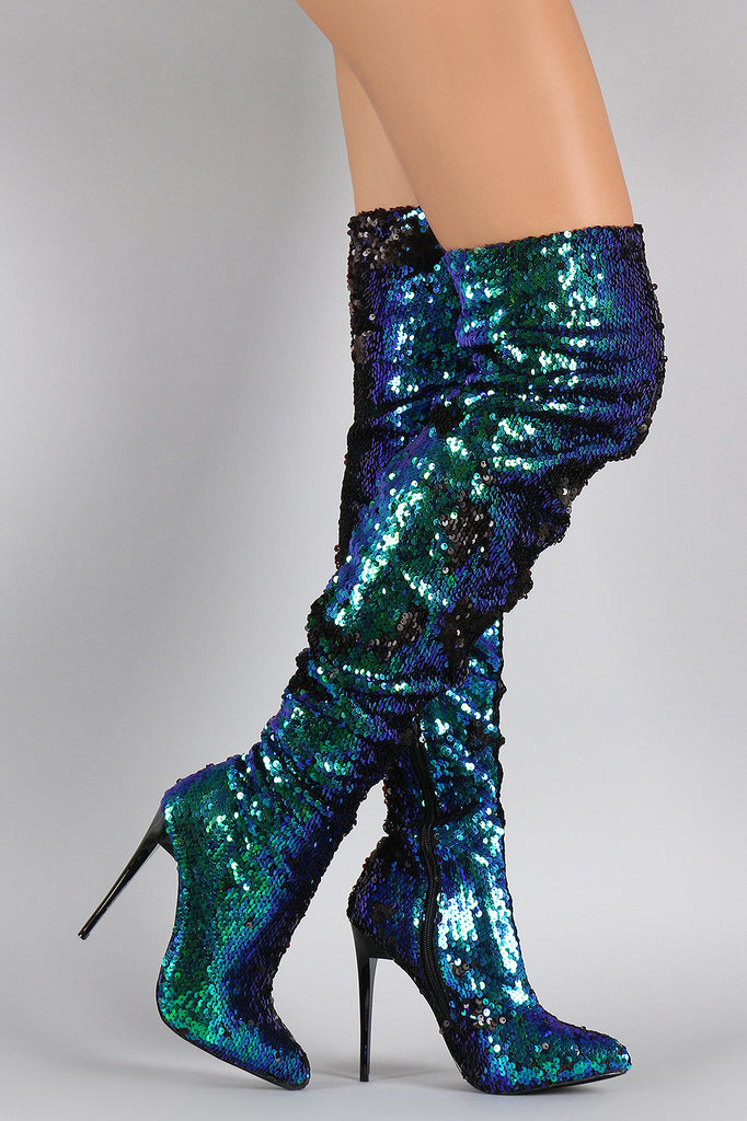 sequin over the knee boots