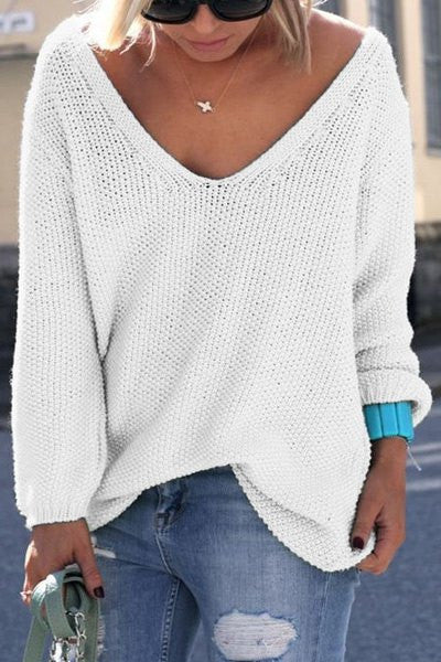 white v neck sweater women's