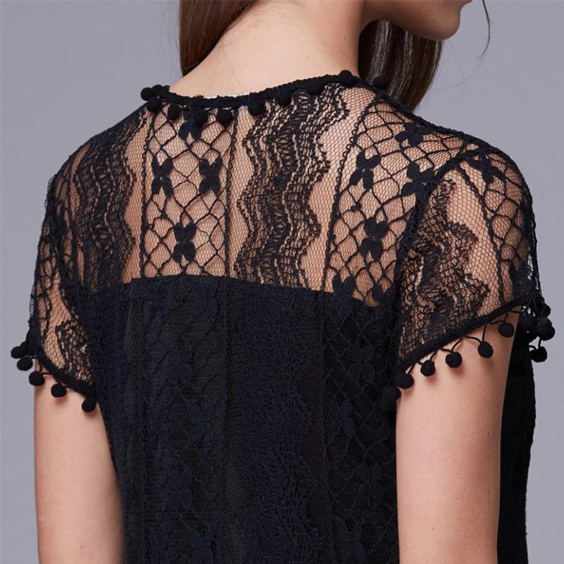 Summer Elegant Women Casual Solid Short Sleeve Slim Lace Mini Dress To ...