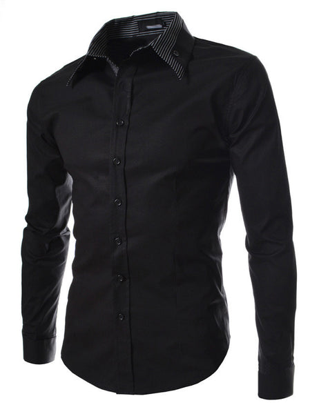 2015 Brand Mens Dress Shirts Men Double Collar Slim Fit Long Sleeve Sh ...