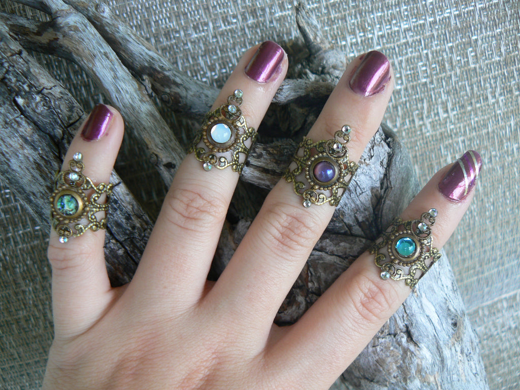 midi ring SET 4 coachella festival knuckle rings armor rings nail ring