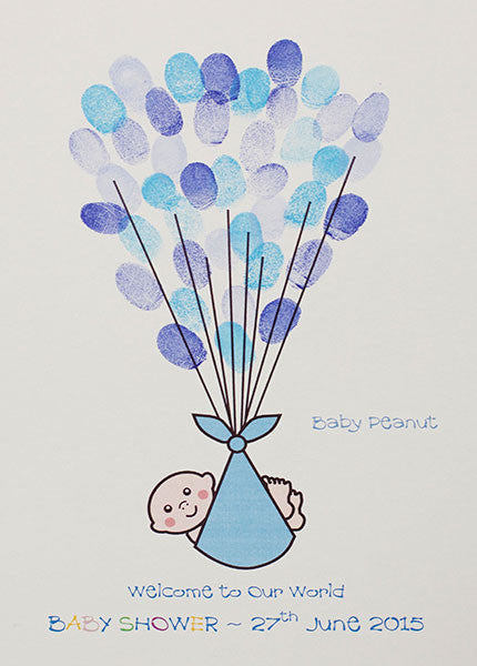 Baby Shower Fingerprint Kit Picture Baby In Blue Blanket With