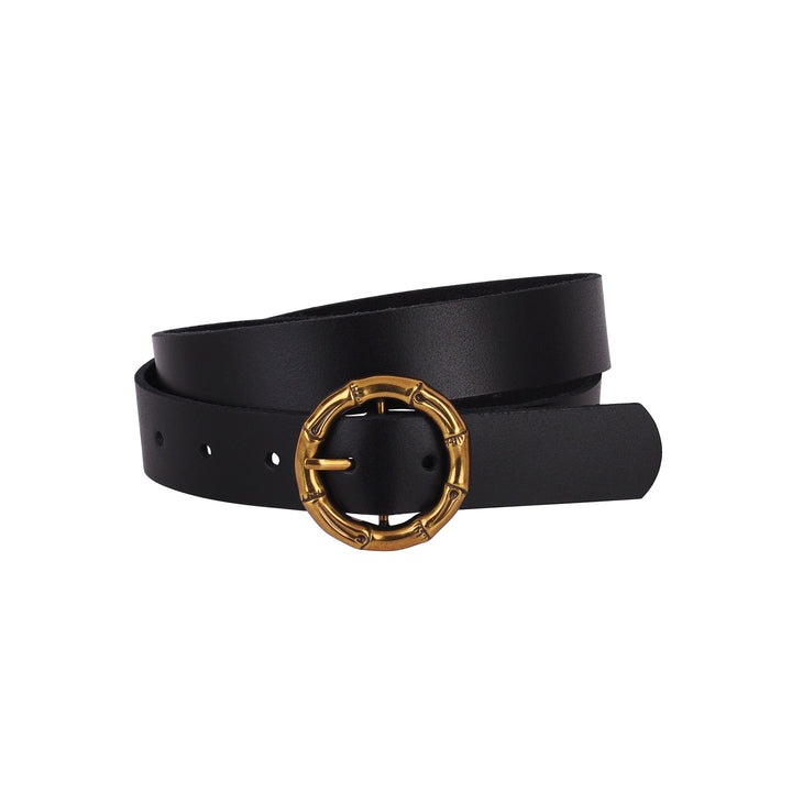 circle buckle leather belt