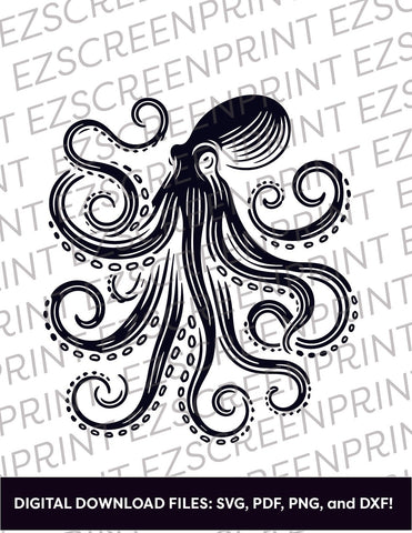 Digitally downloadable svg of octopus