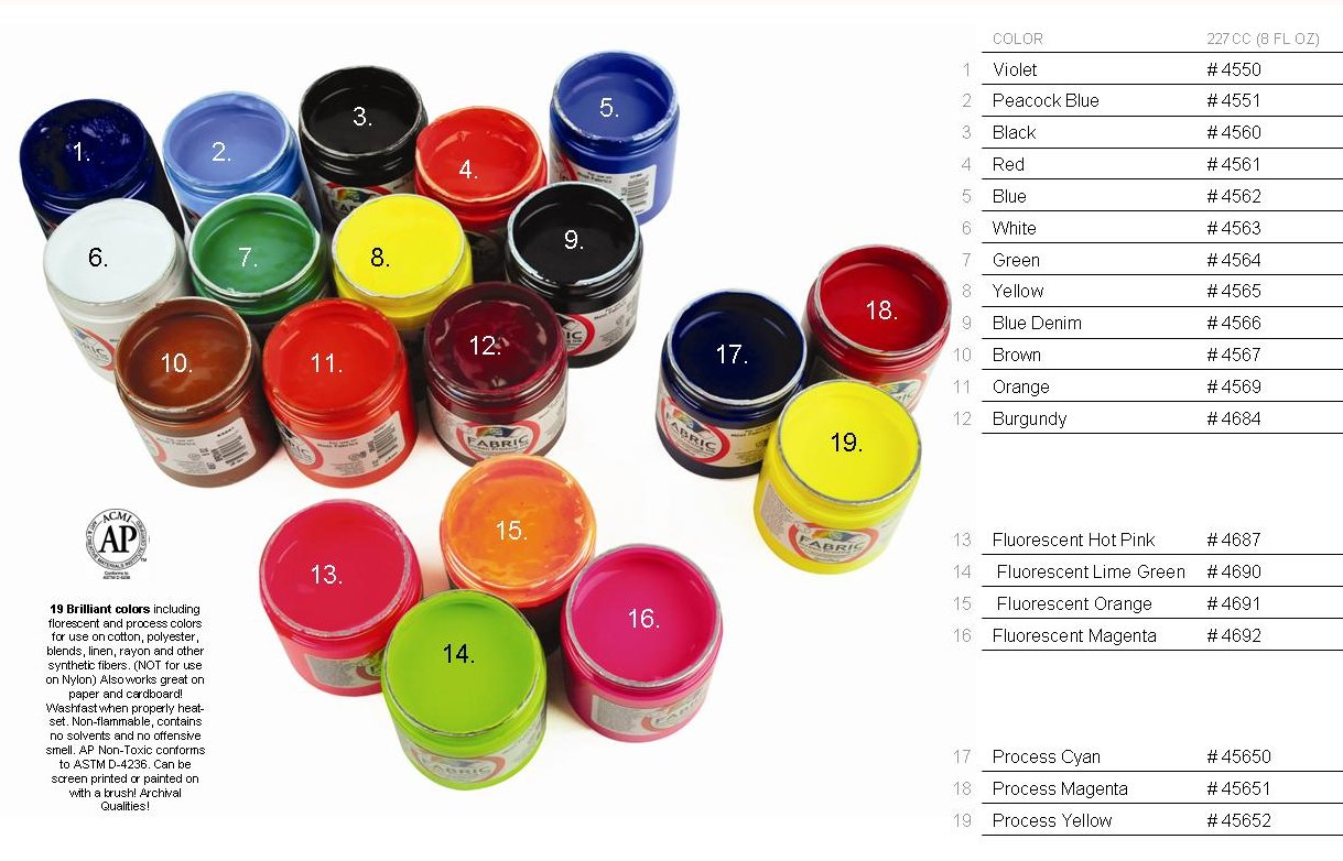 Speedball Screen Printing Inks Color Chart