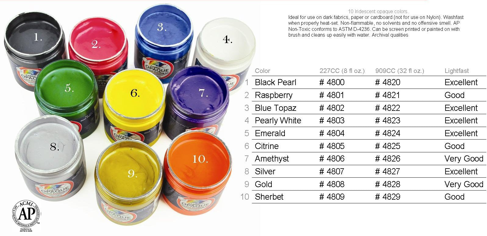 Speedball Opaque Screen Printing Inks Color Chart