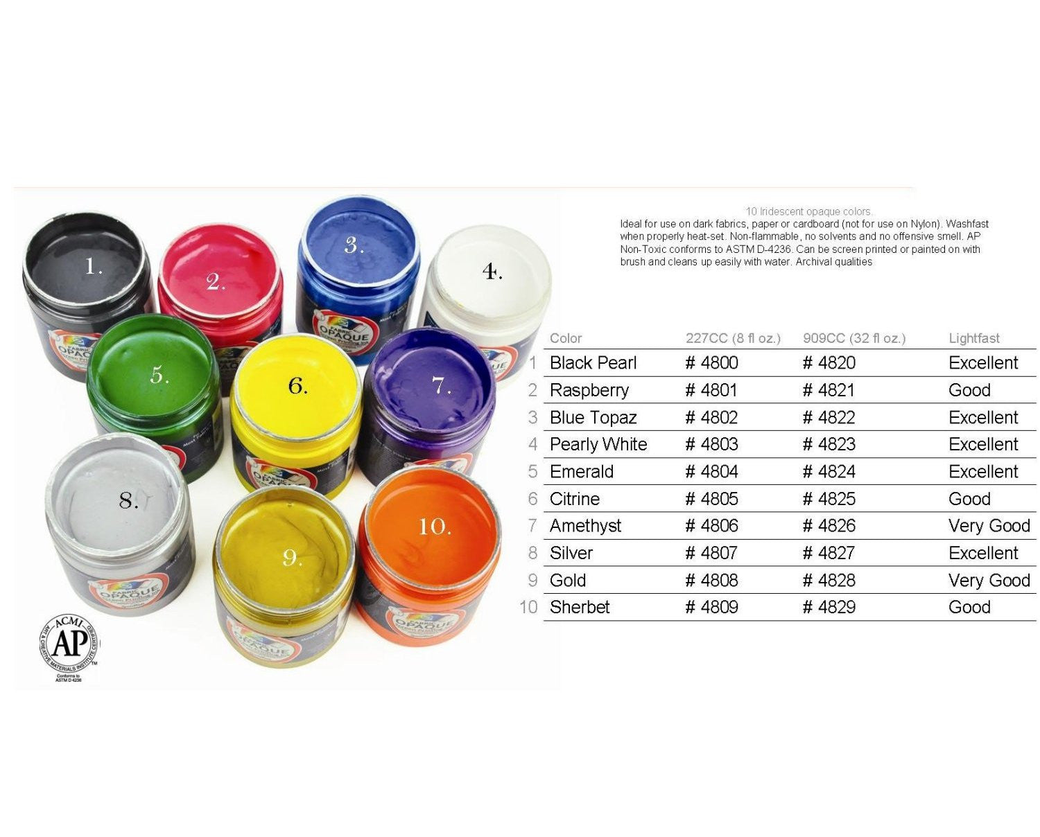 Silkscreen Color Chart