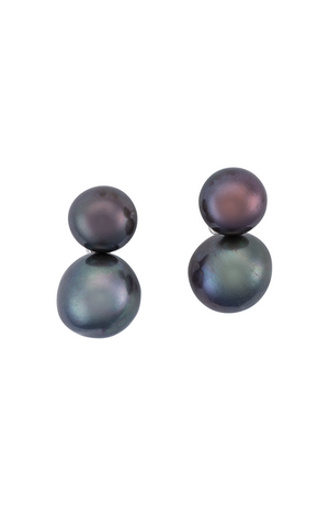 double pearl stud earrings