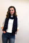 Navy cashmere and pearl pashmina