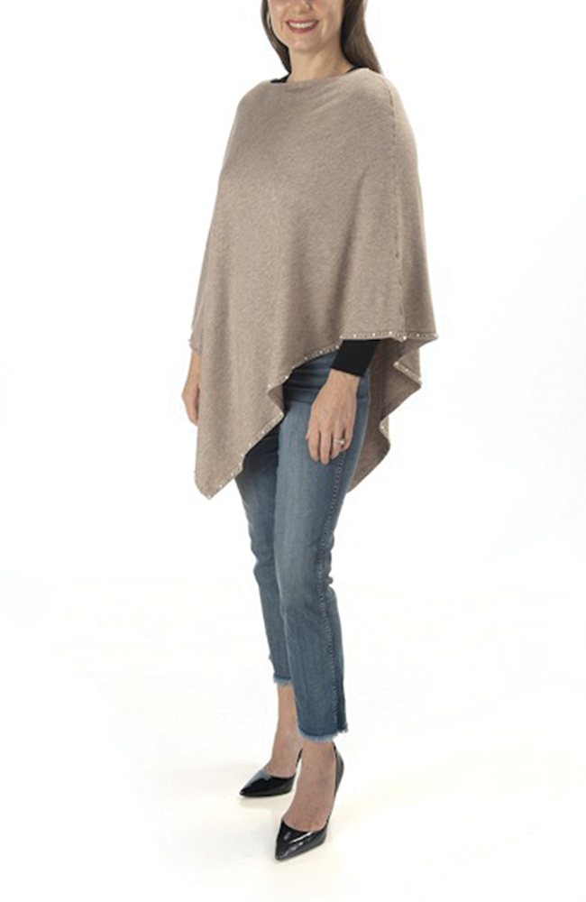 Ultra-soft Taupe Poncho | House Pearls