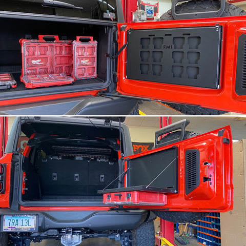 Rear hatch bronco bronco raptor Tailgate folding table with Mounting Plate for Packout Storage Toolbox Gear