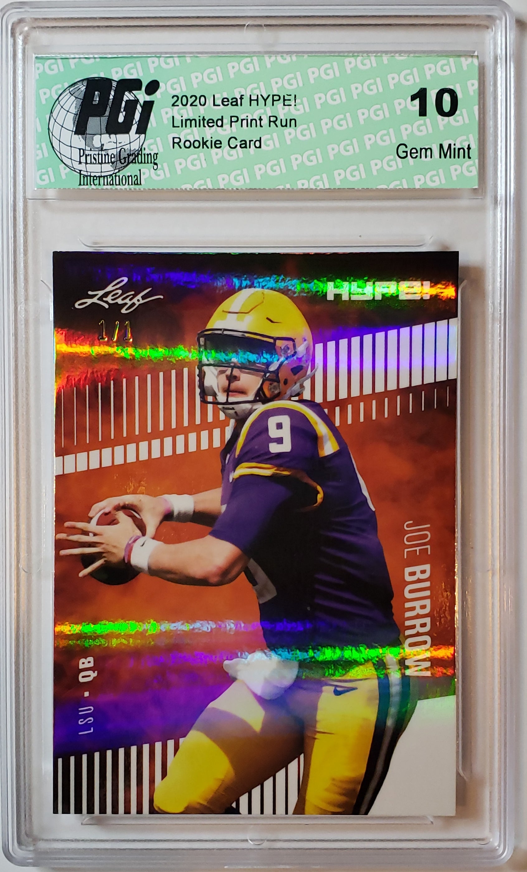 Joe Burrow 2020 Leaf Hype 30 White Shimmer 11 Rookie Card Pgi 10 — Rookie Cards 