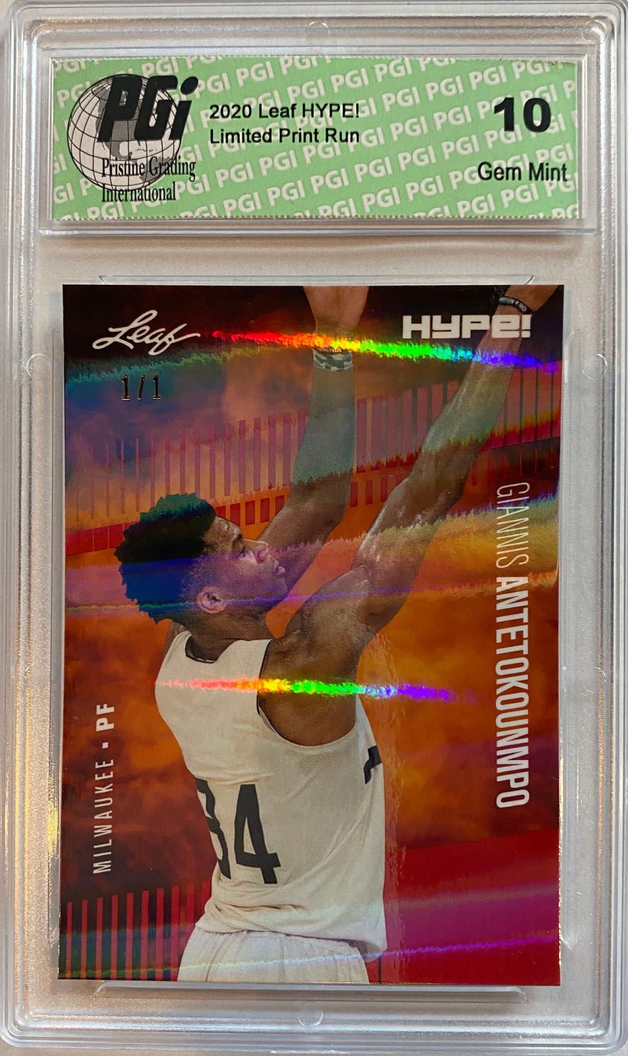 Giannis Antetokounmpo 2020 Leaf HYPE! #48 Red Shimmer 1 of ...