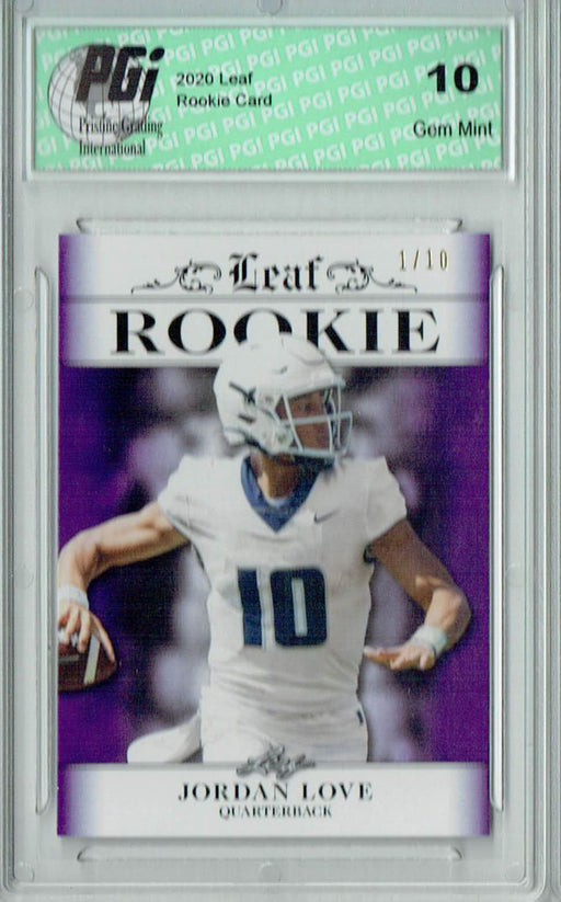 Jordan Love 2020 Leaf Exclusive #3 Gold, Only 25 Made Rookie Card PGI 10