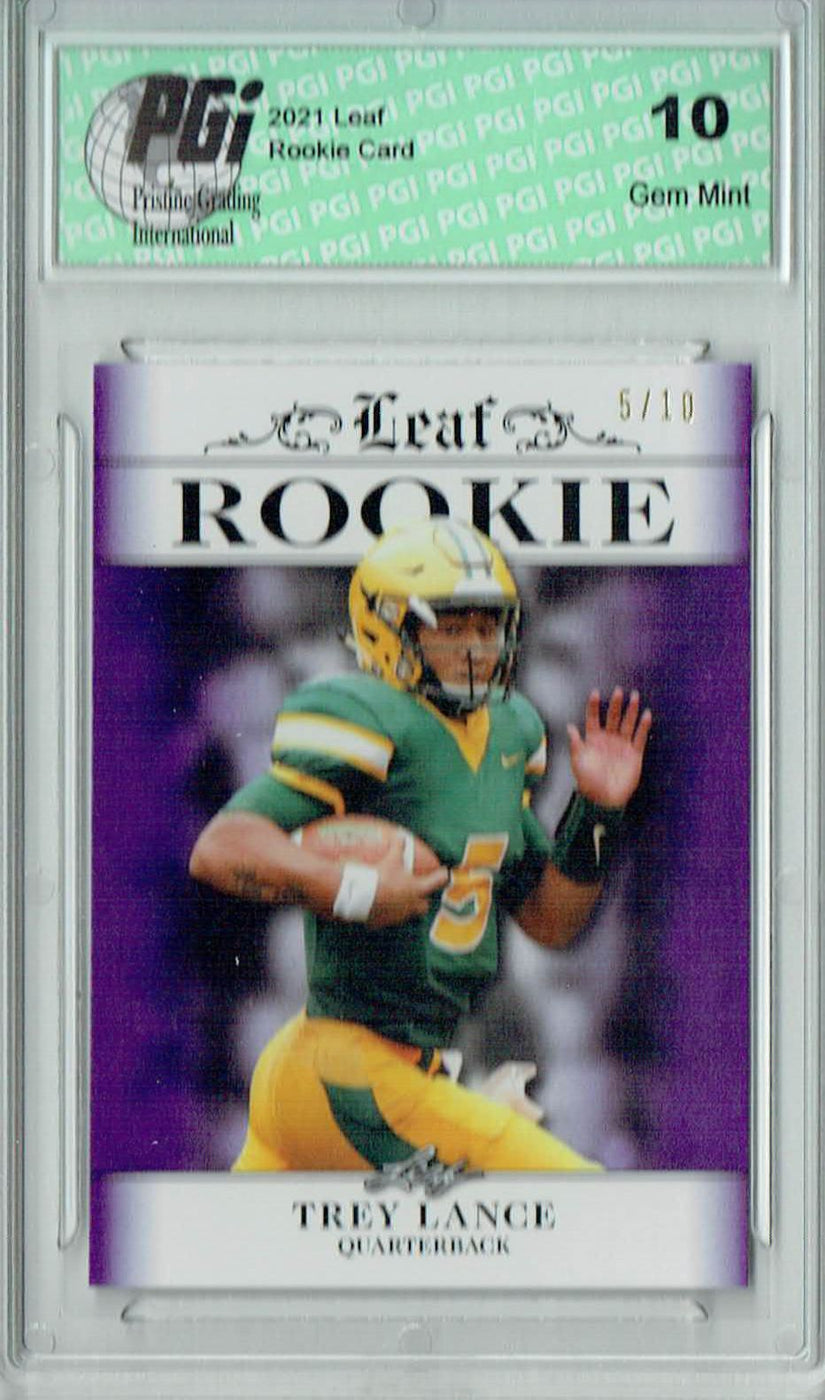 Trey Lance 2021 Leaf Exclusive 4 Purple Jersey 5 Of 10 Rookie Card — Rookie Cards 