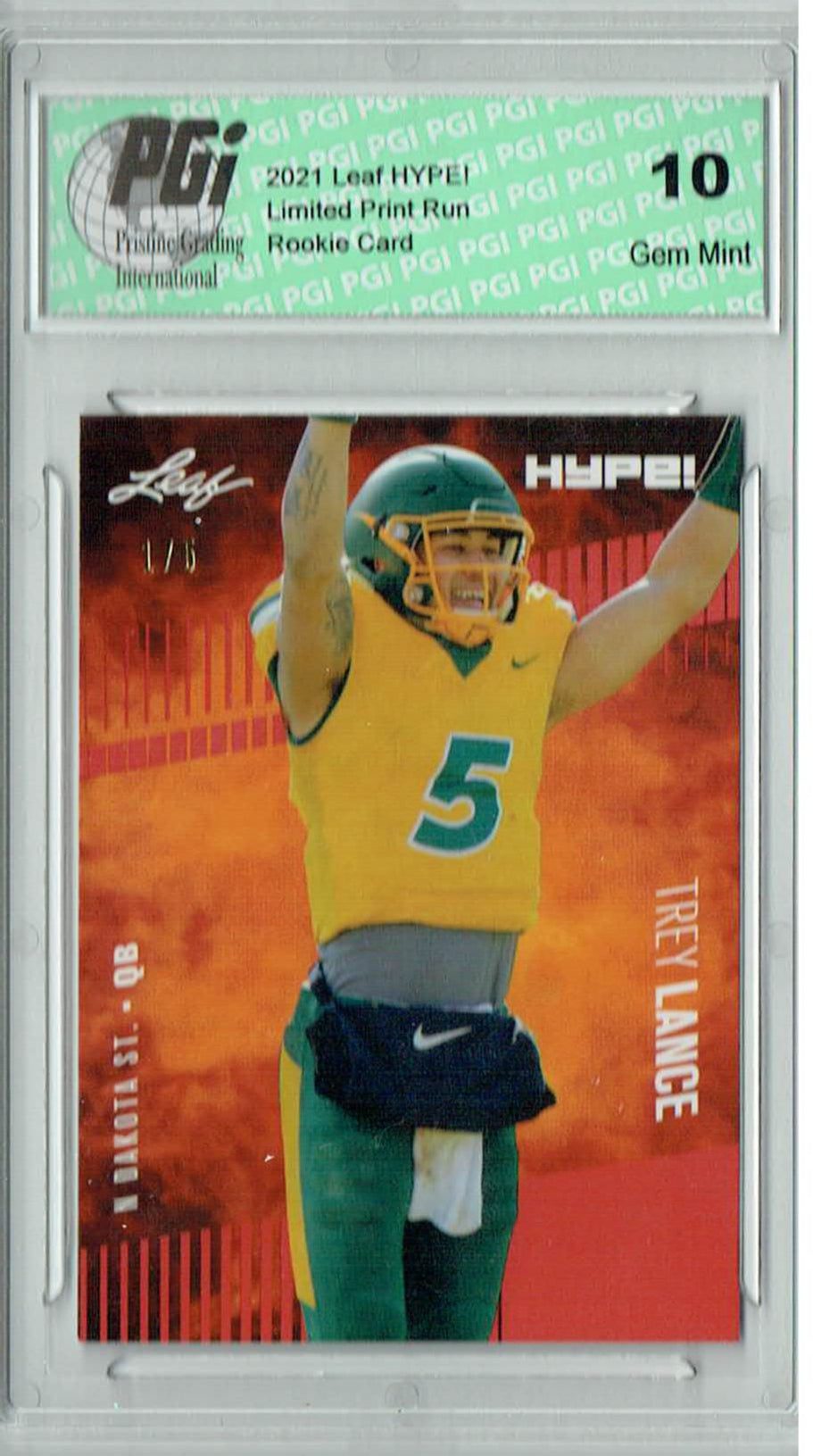 Trey Lance 2021 Leaf Hype 51a Red The 1 Of 5 Rookie Card Pgi 10 — Rookie Cards 