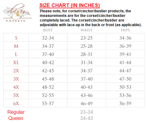 Daisy Corsets Size Chart